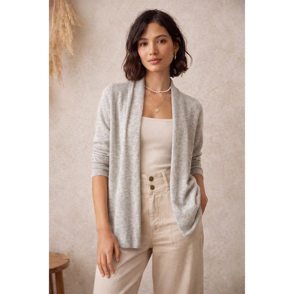 Sweaters - Kial NWT Women's 100% Cashmere Marled Gray Open Front Cardigan- Size‎ Large